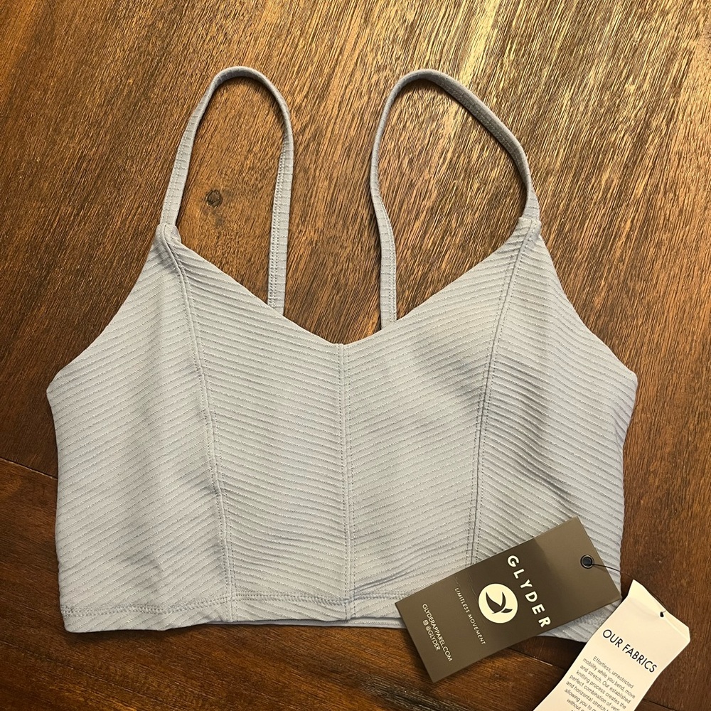 Glyder Light Blue Workout Sports Bra Sz M